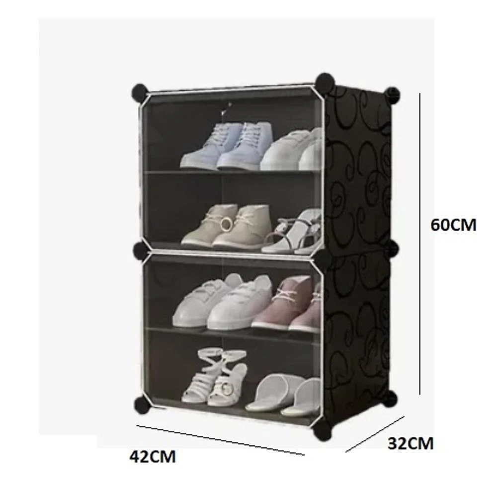 Armário Sapateira Organizador Vintage Multifuncional 4 Prateleiras Preto Yeet