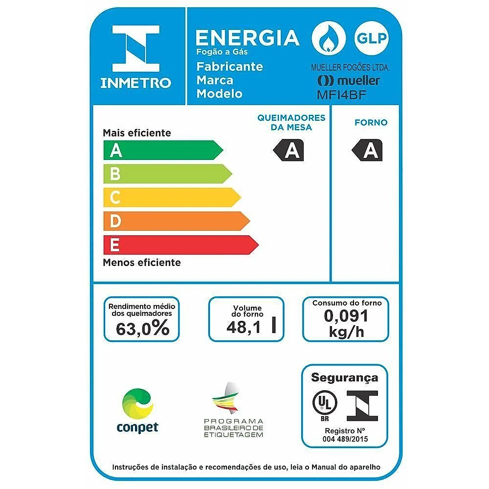 Fogão Mueller 4 Bocas Branco Com Acendimento Automático Total MFI4BF