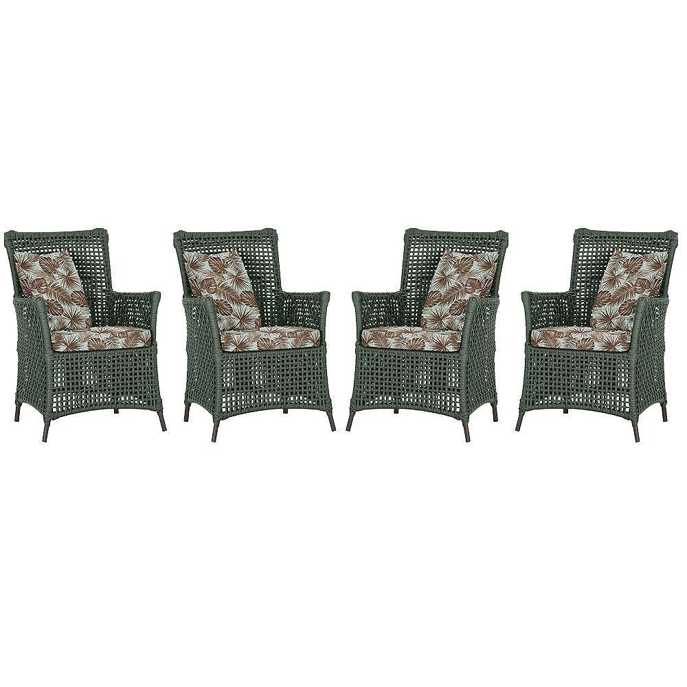 4 Poltronas Igapó Alumínio Pintura Marrom Corda Náutica E6 Verde