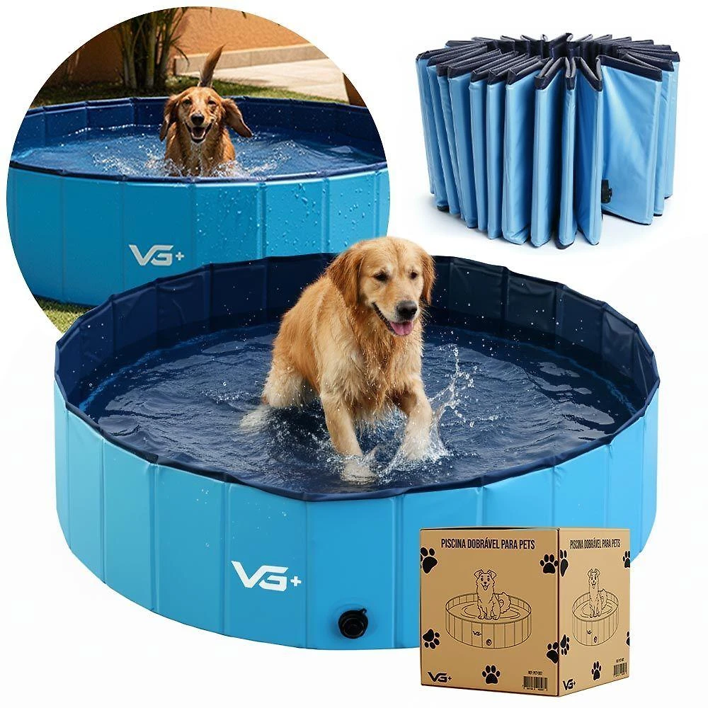 Piscina para Pets Vg Plus Animais de Estimação 160cm X 30cm Azul Plástico 1 Unidade