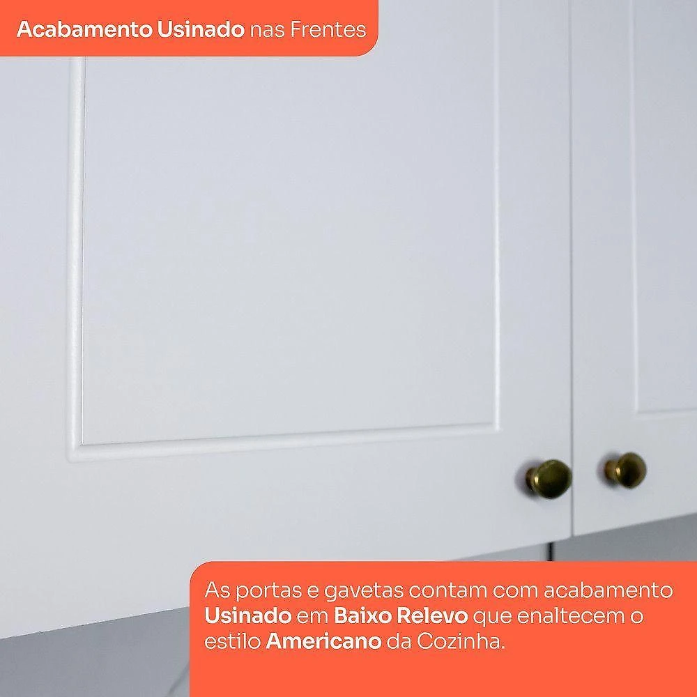 Cozinha Compacta 2 Peças Americana 5 Portas 3 Gavetas 100% MDF Branco webcontinental-7890022176202