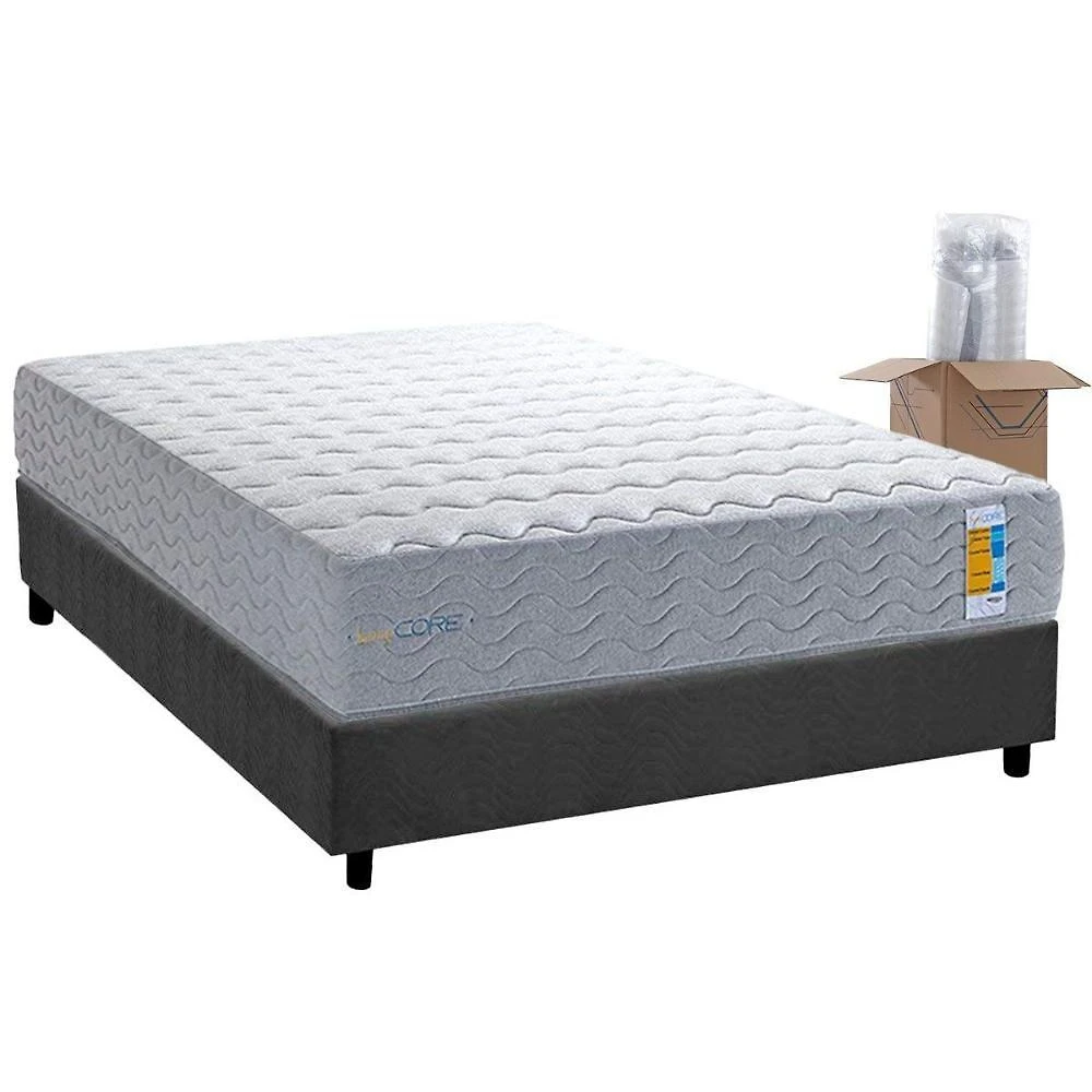 Cama Box Casal: Colchão Molas Masterpocket Ensacadas Herval Bumpcore + Base Crc Suede Gray (138x188)
