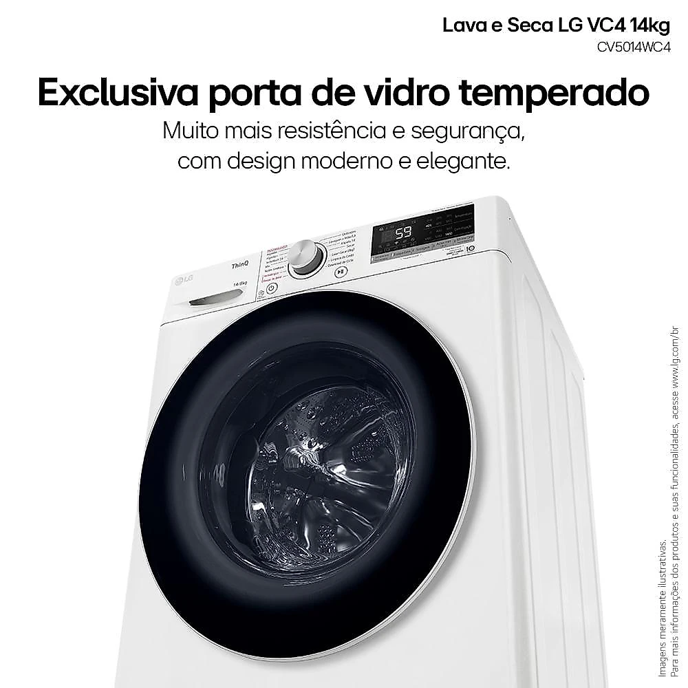Lava e Seca LG 14kg Inteligência Artificial AIDD Branca VC4 127V