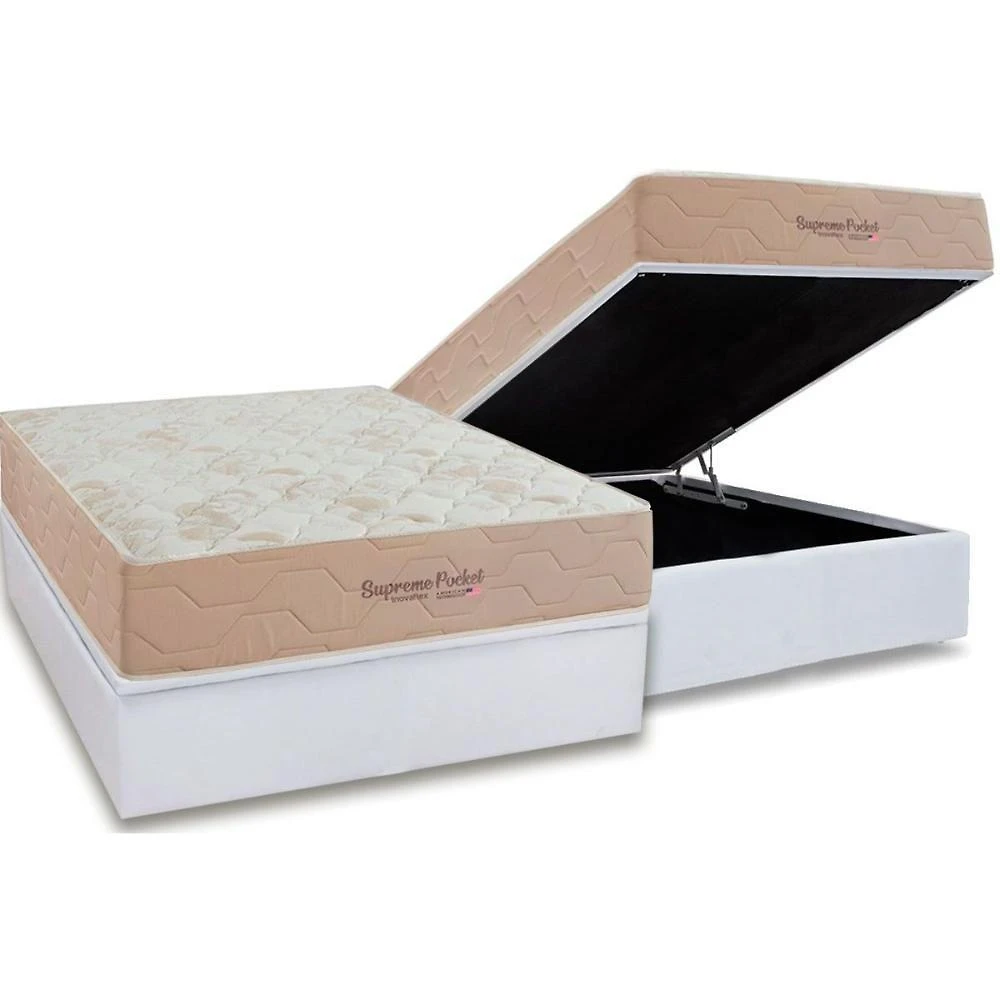 Cama Box Baú Casal + Colchão Molas Inovaflex Supreme