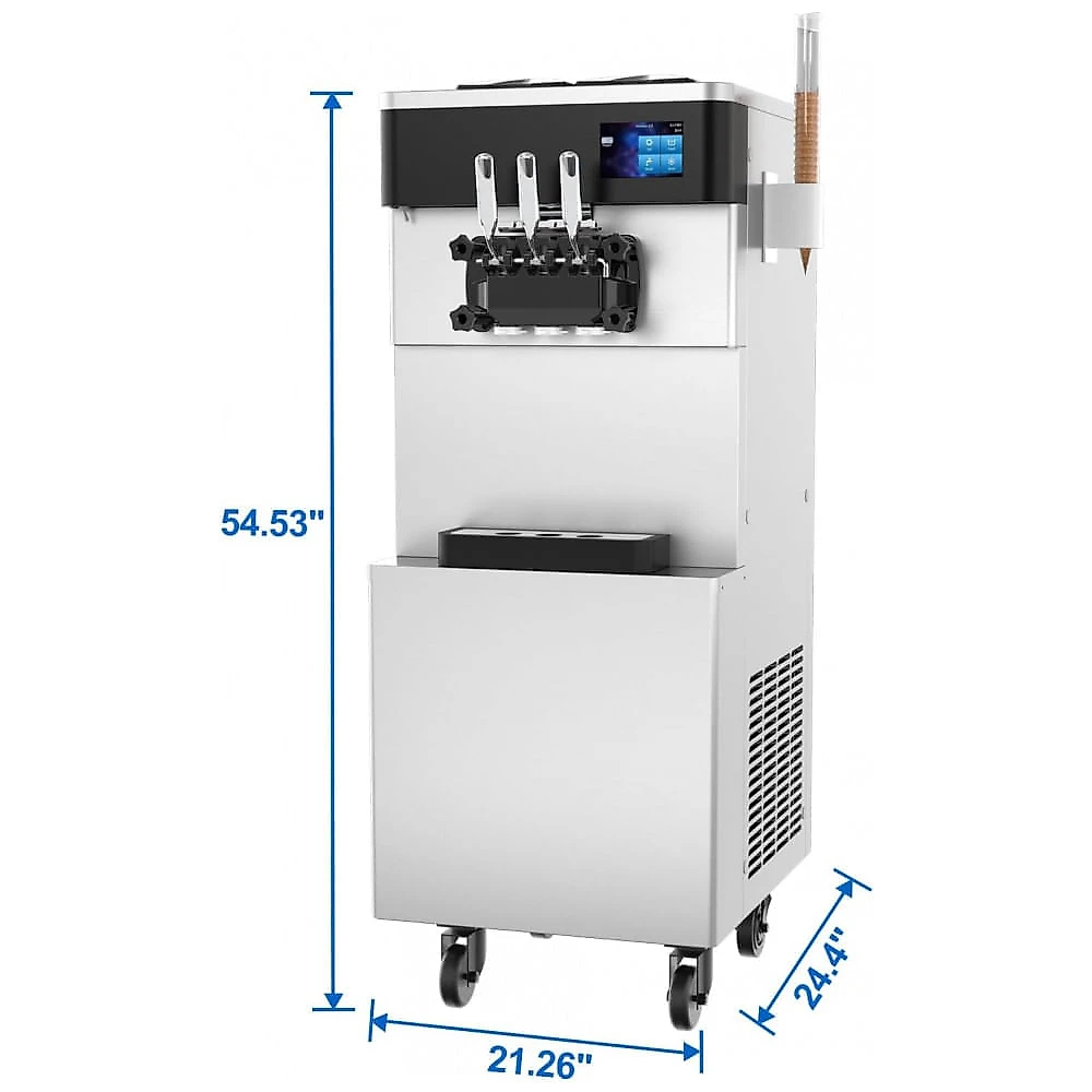 Máquina de Sorvete Soft Comercial XPW Inox 3 Sabores 2x6L Alta Produção 2450W 110V