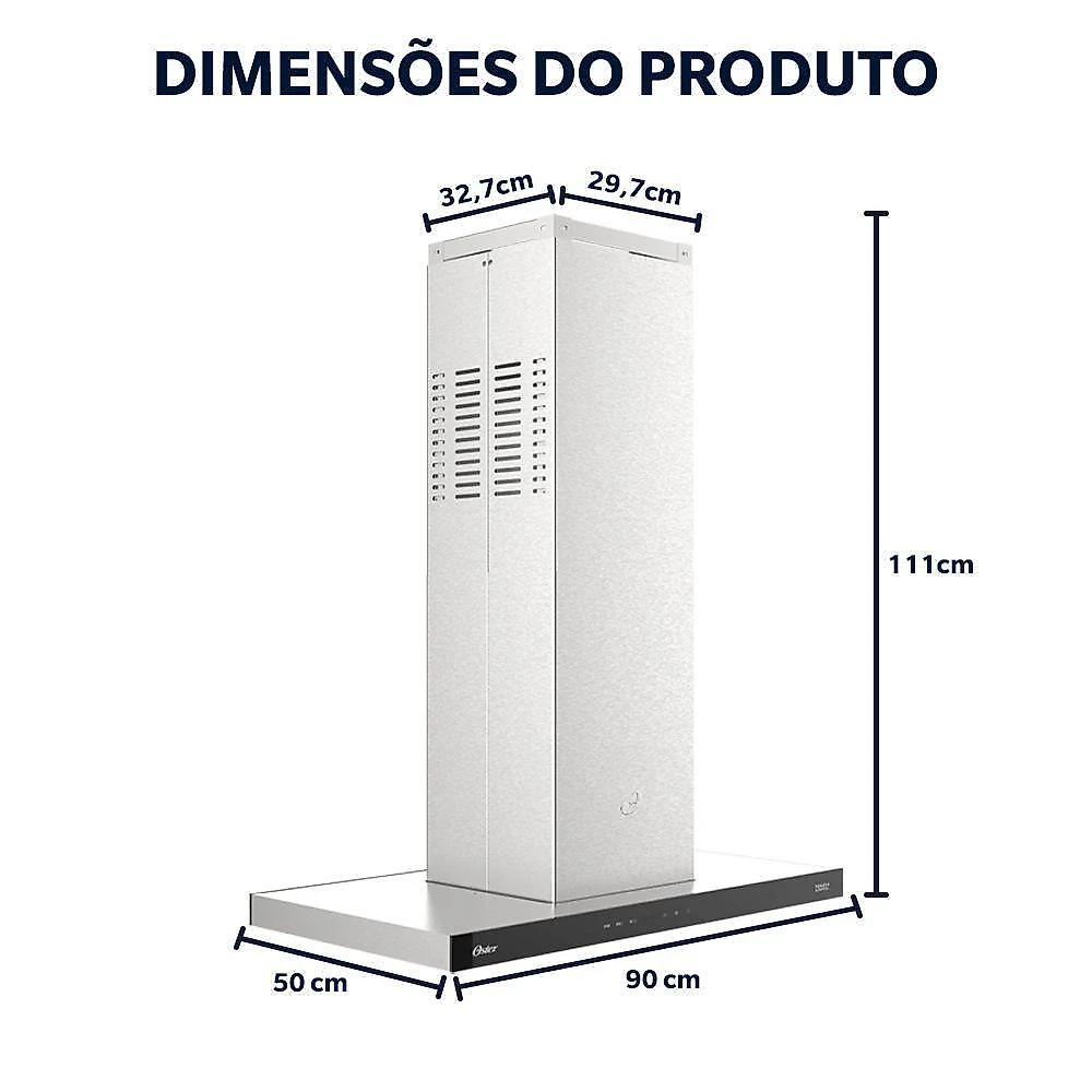 Coifa De Ilha Oster Inox Touch Control 90cm 110V