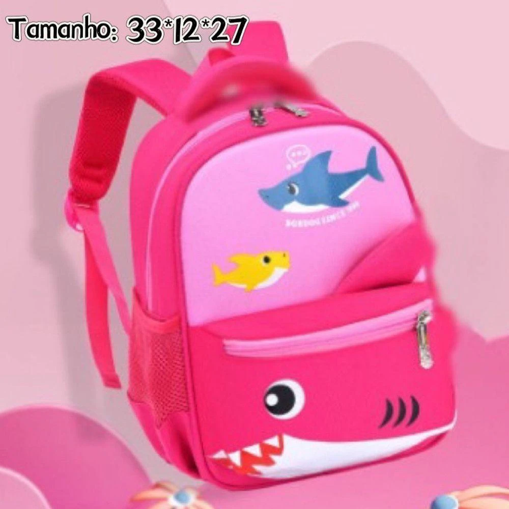 Mochila Escolar Infantil OEM Dinossauro 030 com Tecido Respirável Alças Ajustáveis 1 Unidade Rosa