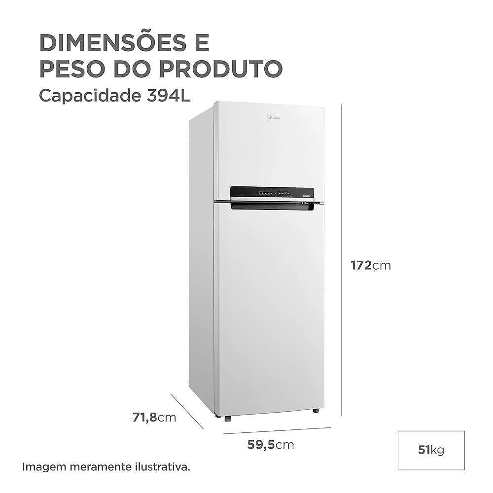 Geladeira Midea Duplex Frost Free Inverter 394L RT533 Branco 110V