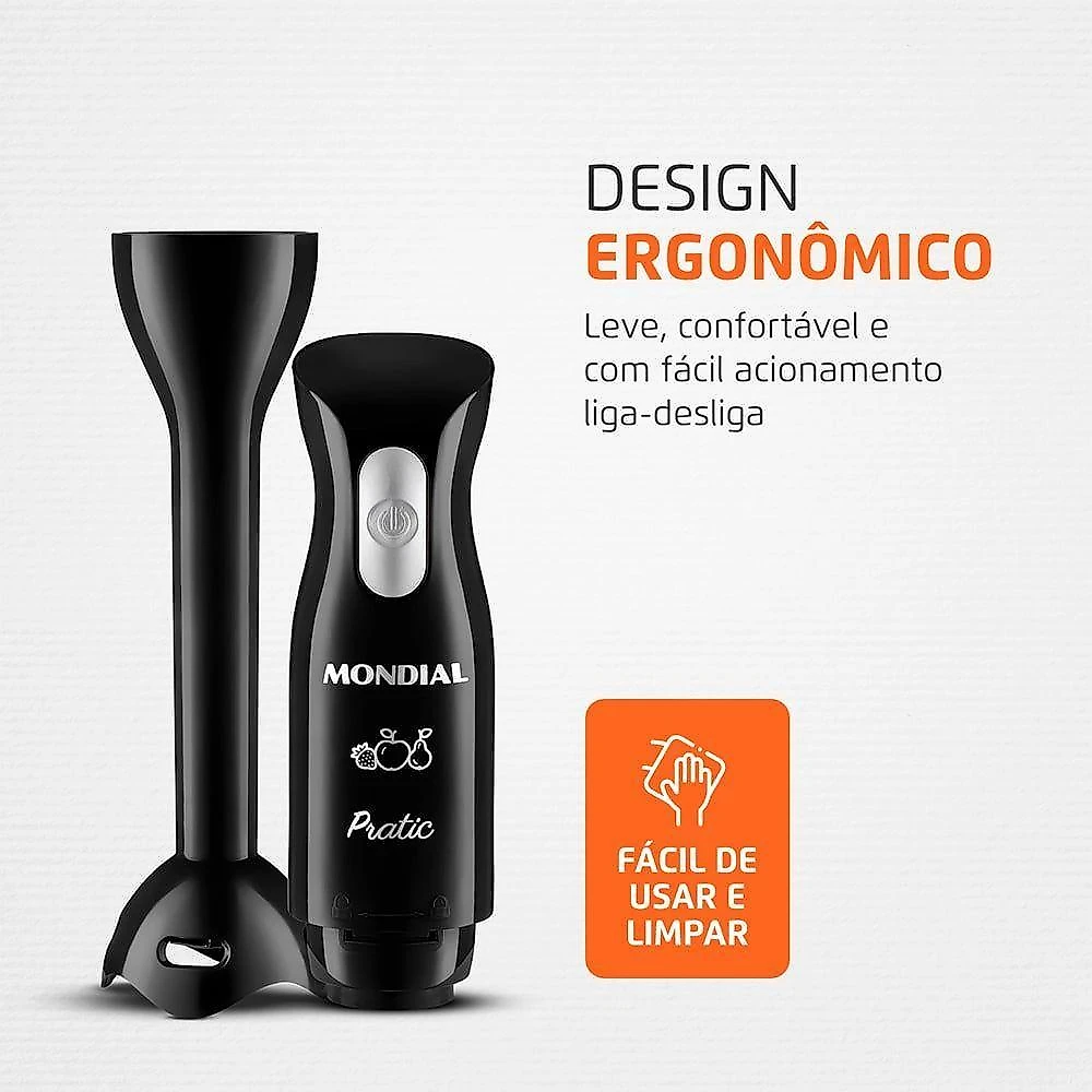 Mixer com Copo Mondial M-15-b 200W com Lâmina em Aço Inox para Preparos Diários 110V