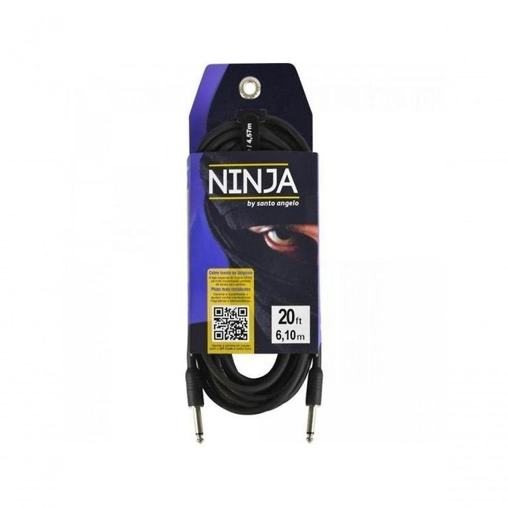 Cabo Para Guitarra 6,10m Ninja Preto Santo Angelo