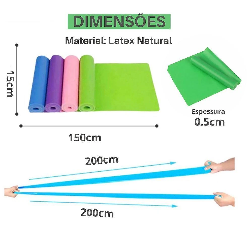 4 Faixas Elásticas Theraband Exercício Pilates Fisioterapia