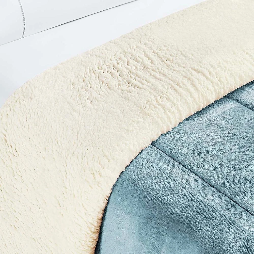 Coberdrom apollo solteiro sherpa manta flannel toque lã de carneiro - azul quartzo