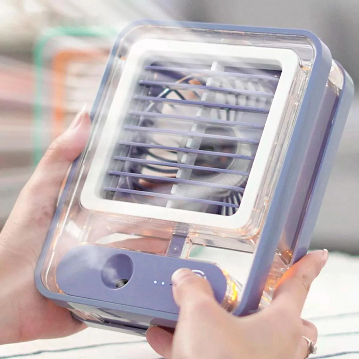 Mini Ventilador Portátil Recarregável 3 Velocidades LED