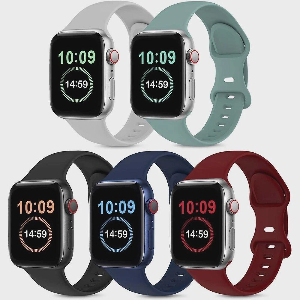 Kit 5 Pulseiras De Silicone Esportivas Compatíveis Com Aple Watch De 45mm 44mm, 42mm Compatíveis Com Iwatch Series 8-7-6