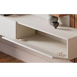 Painel Home Suspenso Colibri Juriti com 150 cm de Largura, Ideal para TV de Até 65” Off White Matte/Freijó