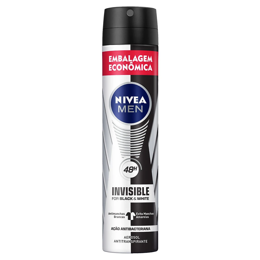 Desodorante Nivea Men Invisible Black & White Aerosol Antitranspirante 200ml
