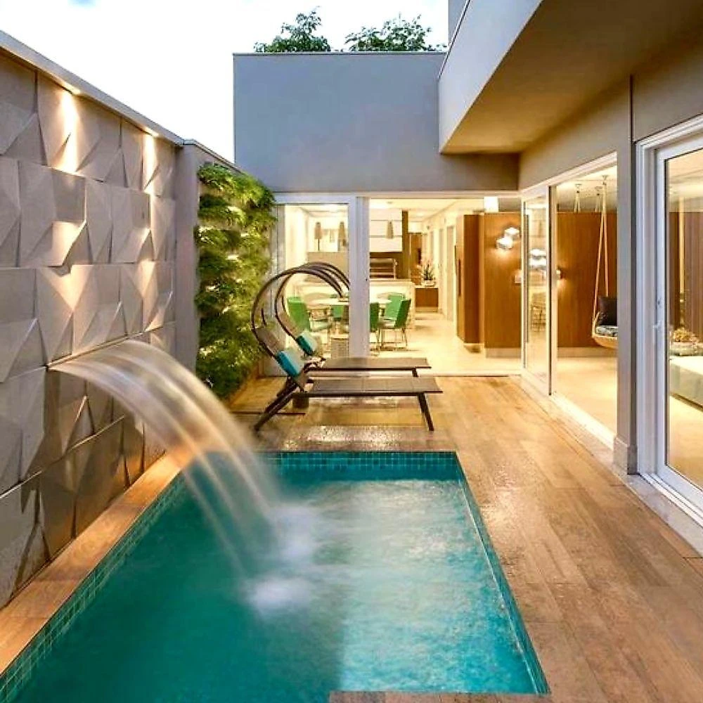Cascata para Piscina 02 Metros Embutir Parede Aço Inox 304 Inox Sol e Água Piscinas e Acessórios