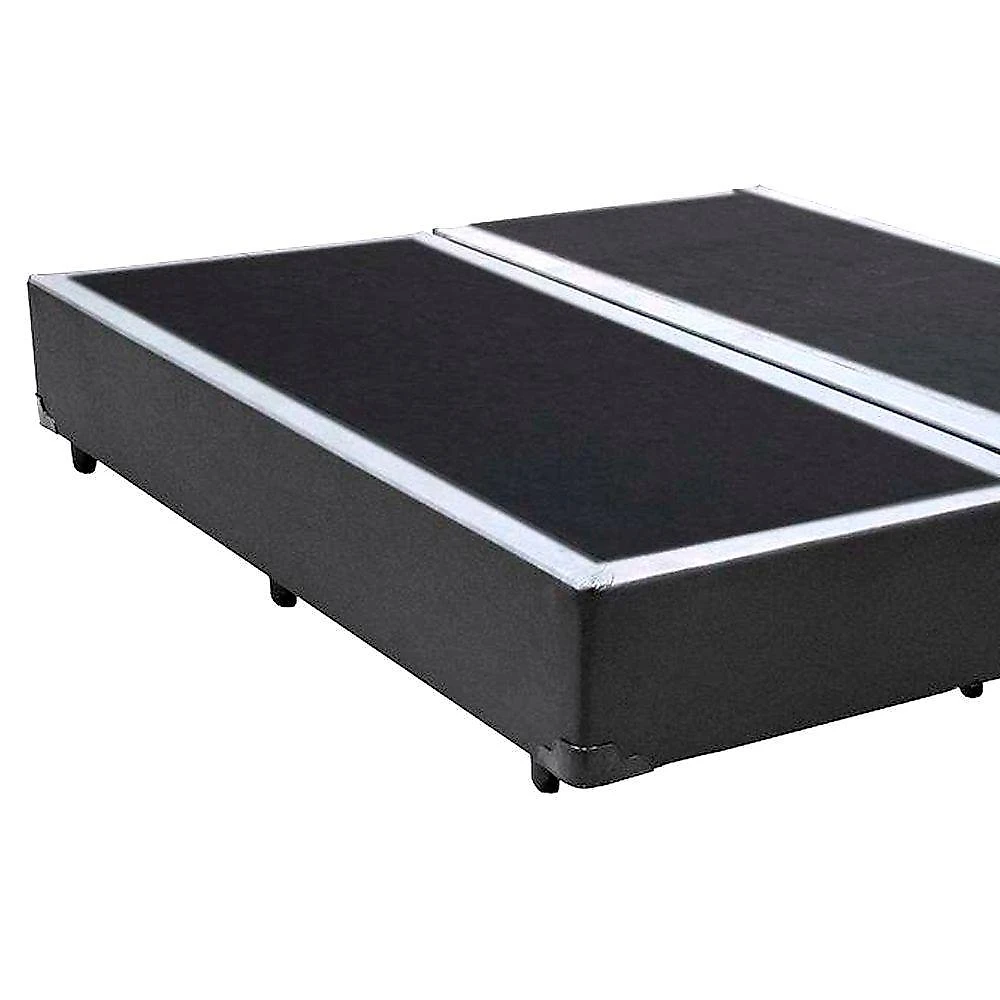 Cama Box Queen Bipartido Sintético Mega Cama Cinza 158x198x42cm