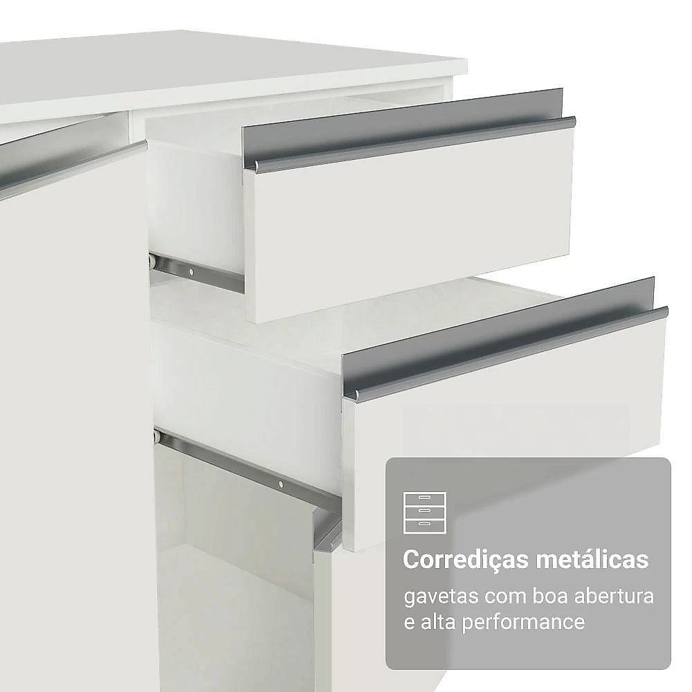 Armário de cozinha completa 100% mdf 310 cm branco smart 01 xa
