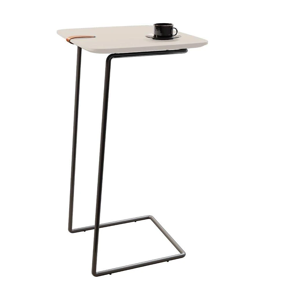 Mesa Apoio Lateral Atenas Retangular MDF Metal 41CM Off White Lar Flex