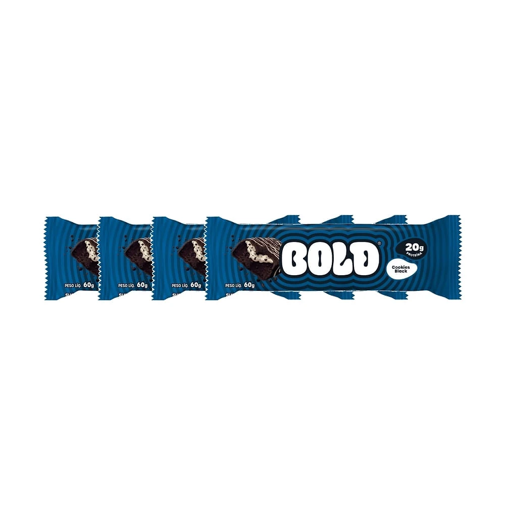 Kit 4 Barra de Proteína Bold Tube Sabor Cookies Black com 20g de Proteína 60g