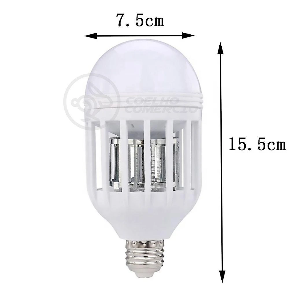 Lâmpada Luz Led Branco 15w Atrai Choque Mosquito