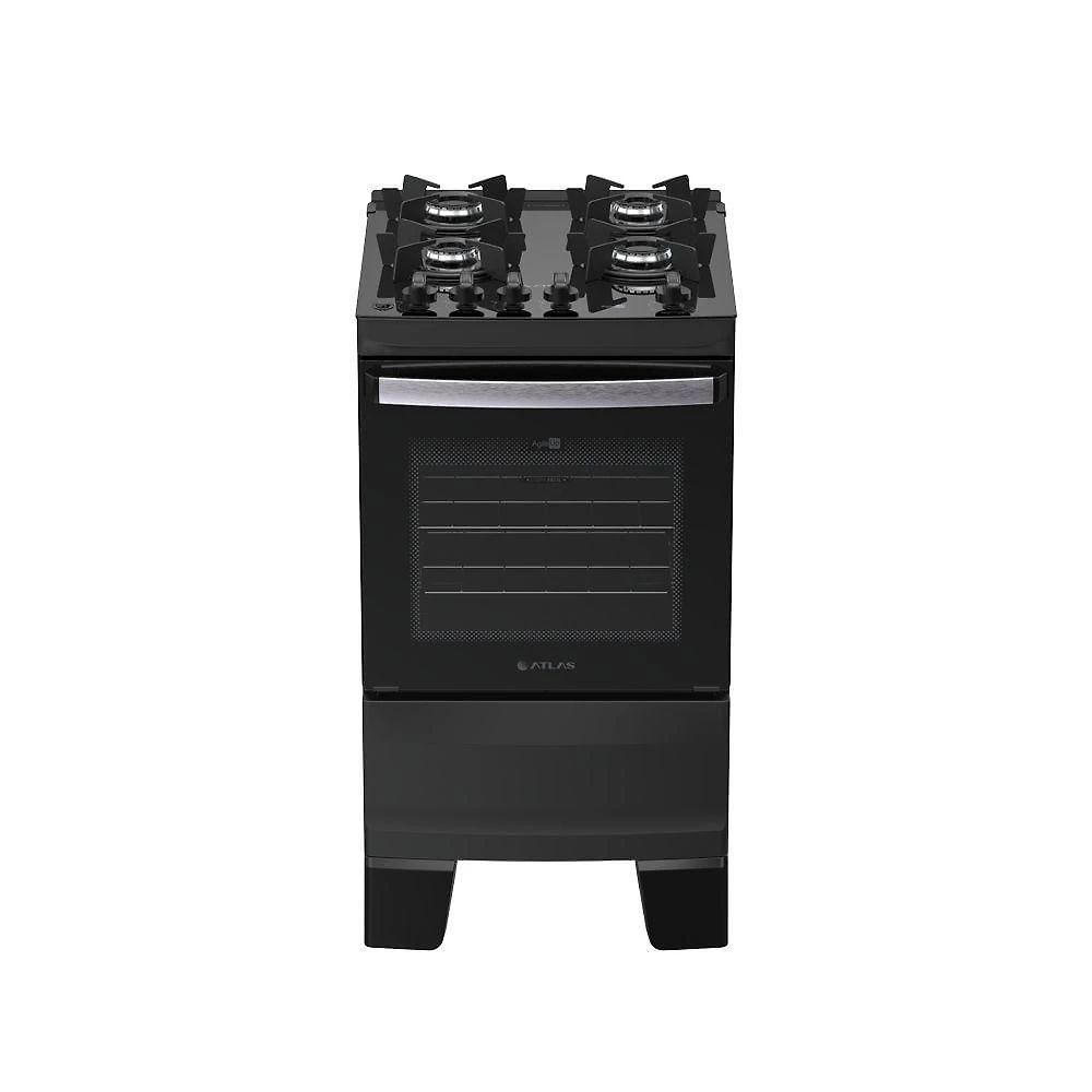 Fogão 4 Bocas Atlas Agile Up Glass Automático Mesa De Vidro Preto Bivolt