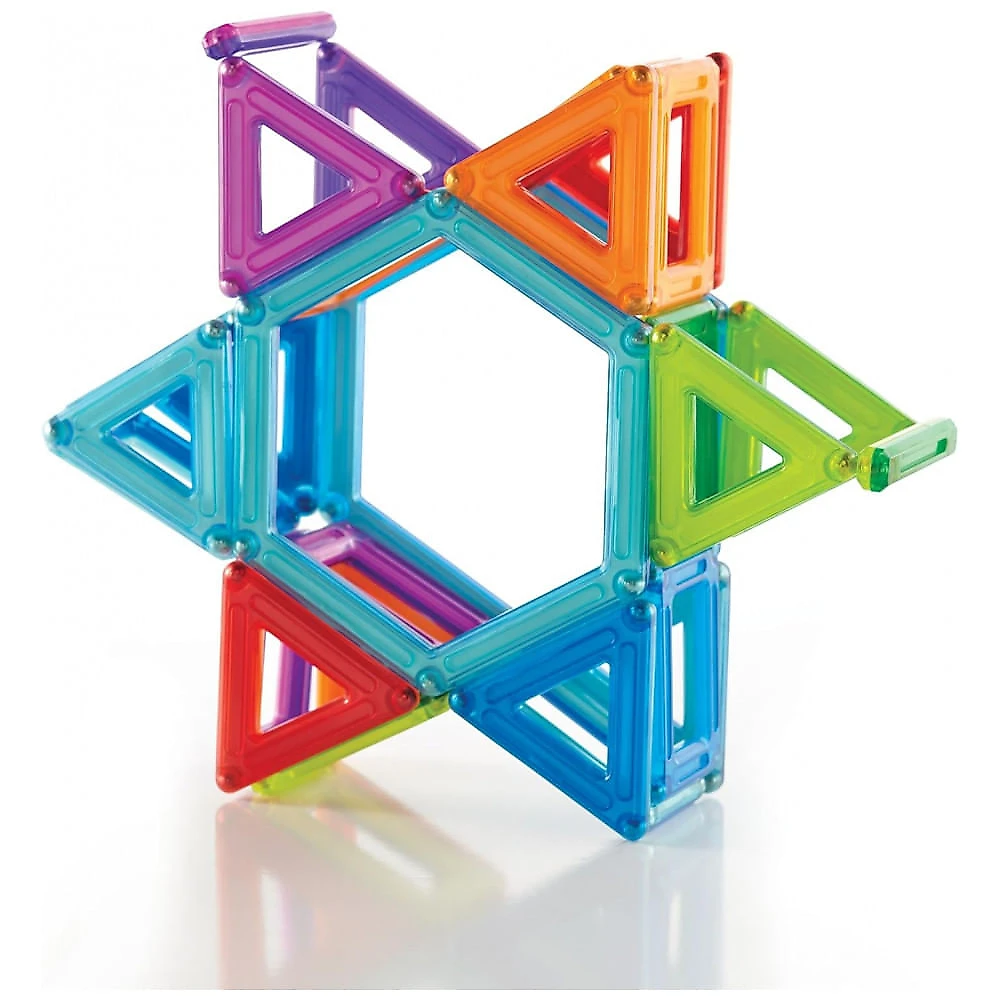 Conjunto de blocos magnéticos Guidecraft PowerClix Frames com 74 peças em ABS translúcido para construções geométricas 2D e 3D STEM
