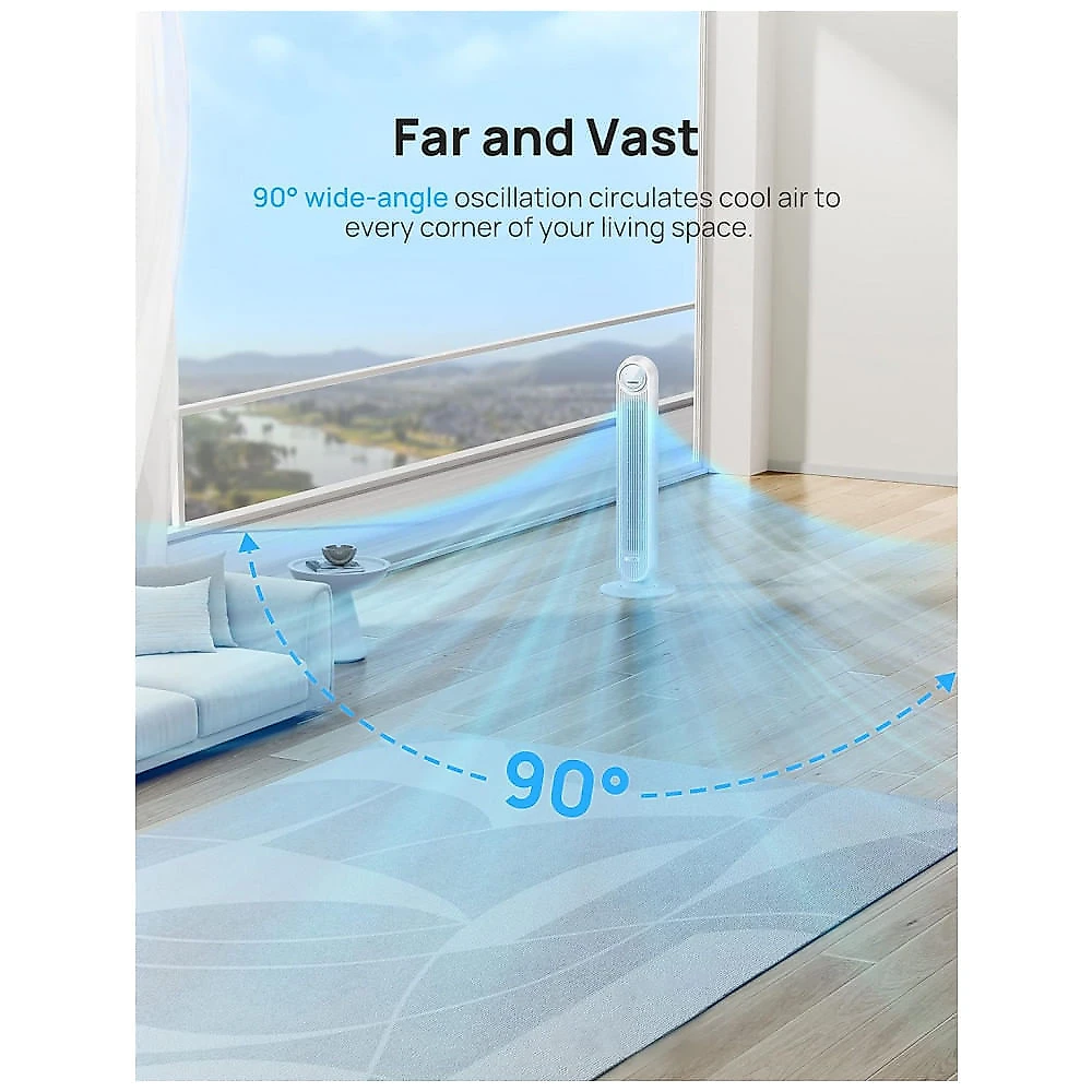 Ventilador de Torre com 4 Velocidades, 4 Modos e Temporizador de 8 Horas, 110V 42W, Dreo, Branco