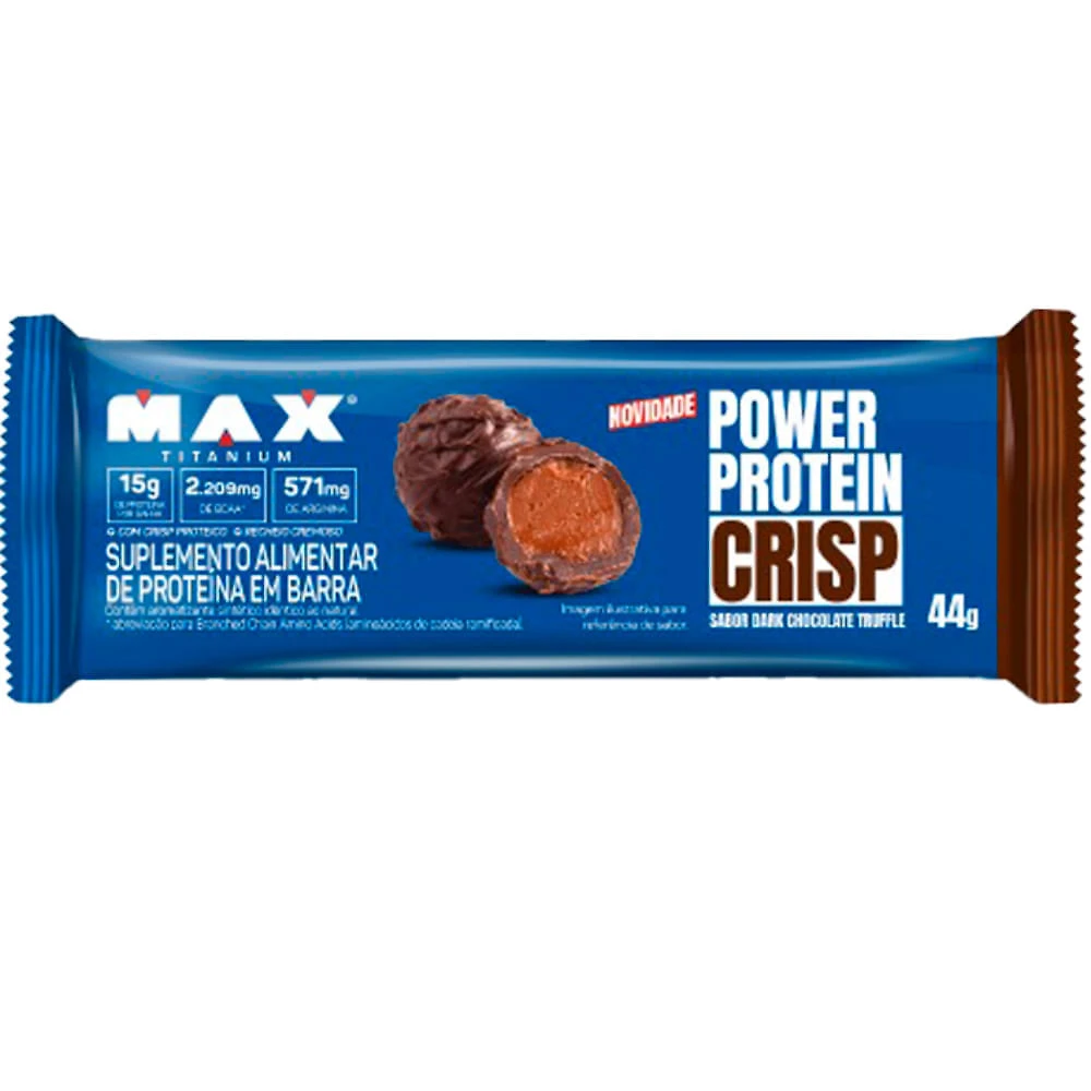 Barra de Proteina Power Protein Crisp Max Titanium Sabor Dark Chocolate Truffle 44g