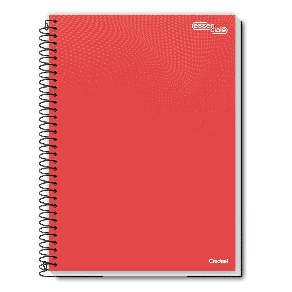 Caderno Espiral Universitário A4 10 Matérias 160 Folhas Essenciale Credeal Vermelho