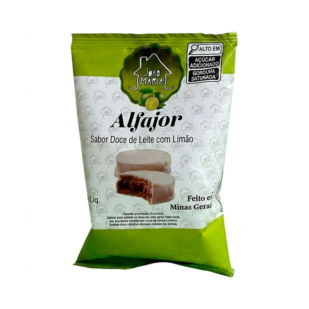 Alfajor João e Maria Sabor Doce de Leite com Limão Cobertura Chocolate Branco 65g