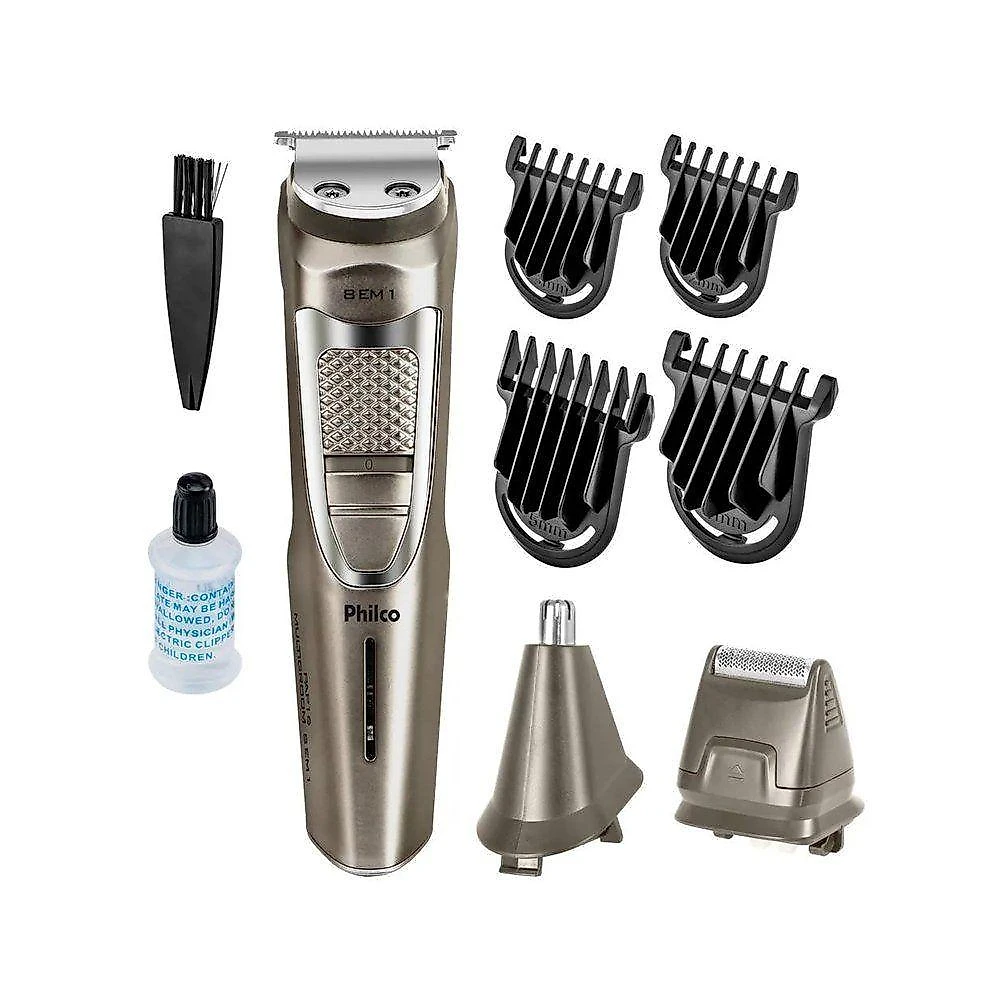 Aparador de Pelos Philco Multigroom 8 em 1 PAP16 sem Fio Preto 110V