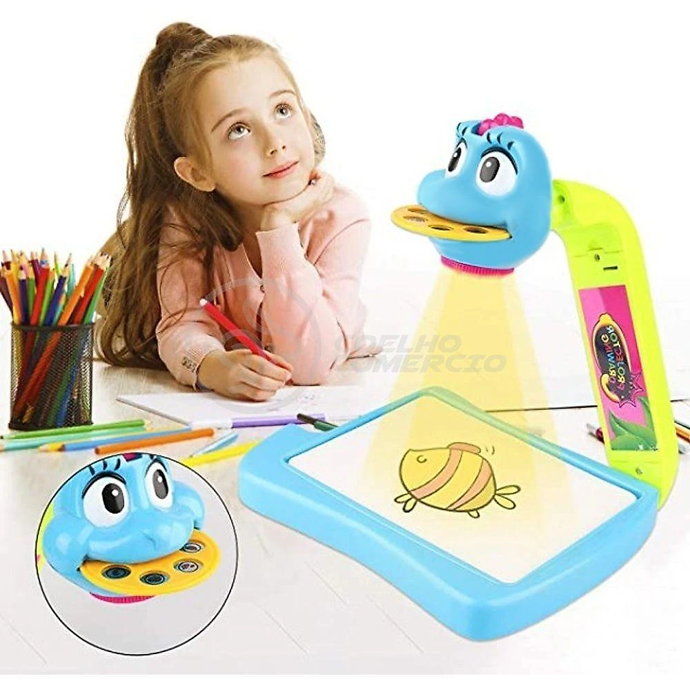 Projetor para Desenho Infantil Mesa de Desenhos Interativos Infantil Galinha Azul com Discos