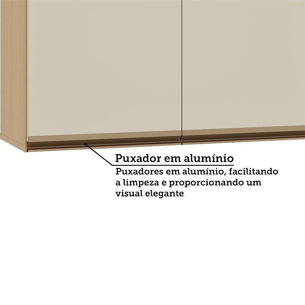 Armário Aéreo Brise 80CM 2 Portas MDP de Bater Off White Luciane Móveis