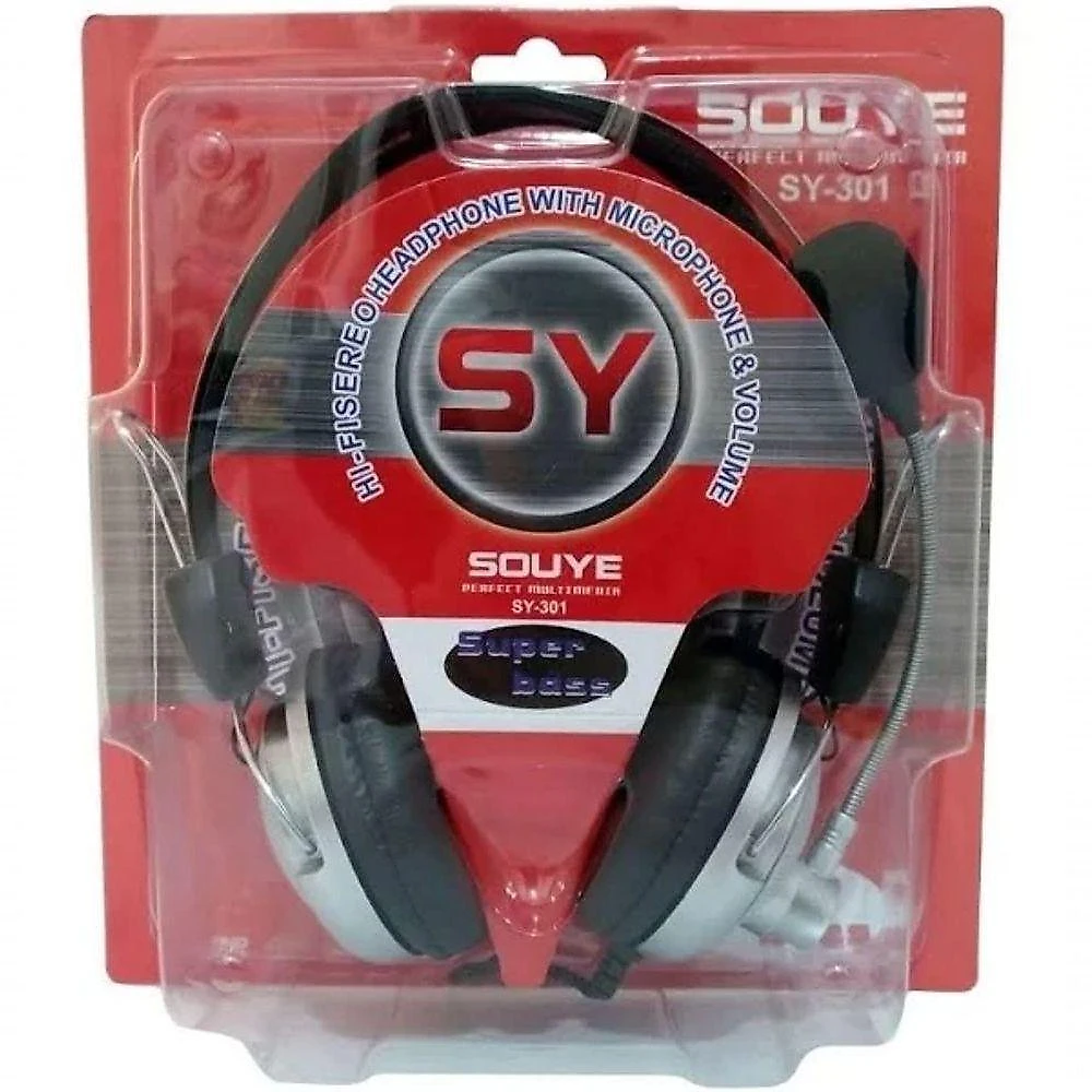 Headset Estéreo Super Bass SY-301 com Microfone para PC e Notebook Conector P2 Prata