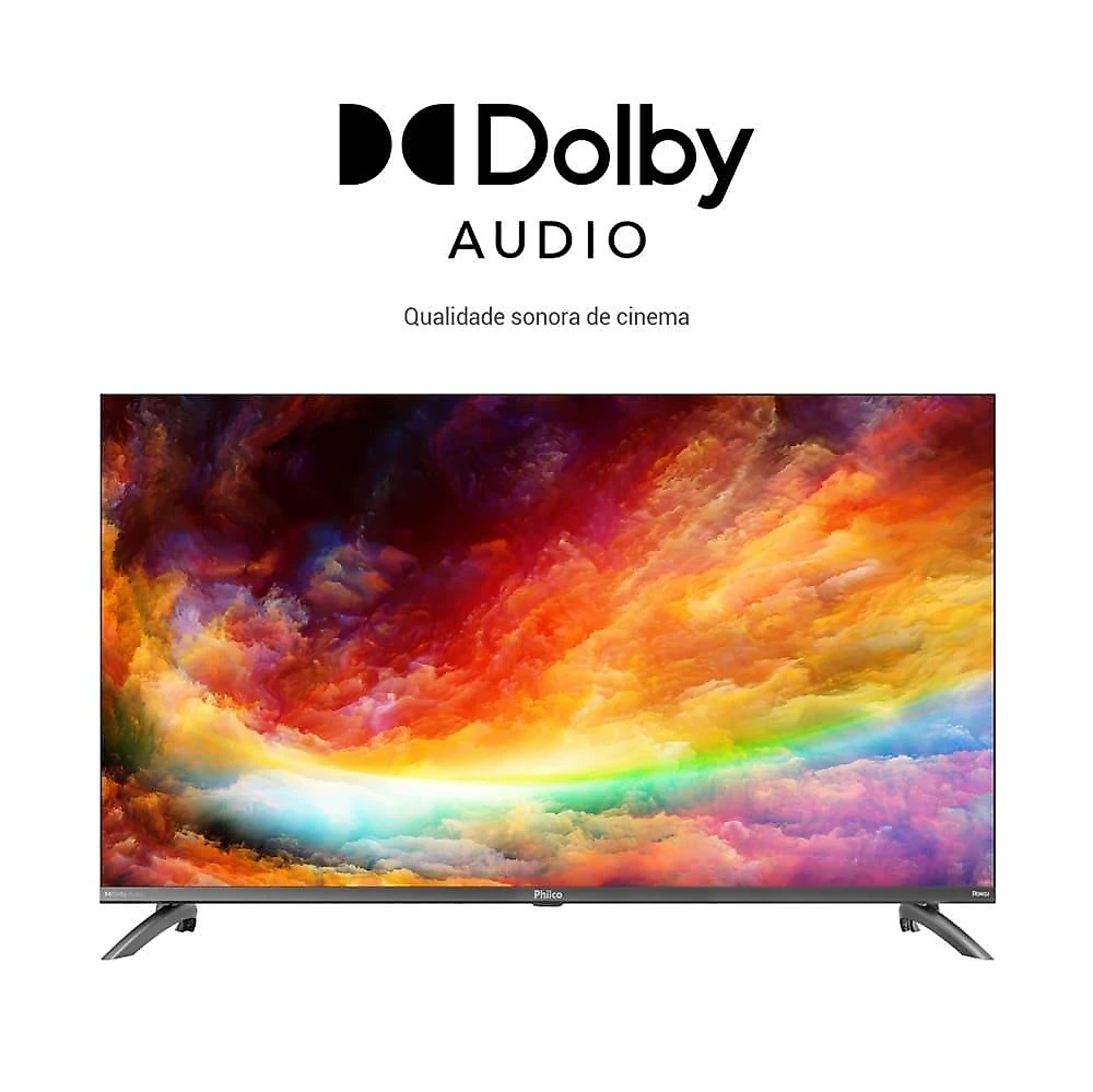 Smart tv 40" philco full hd led ptv40m9gr2cgb com sistema operacional roku tv, dolby audio, processador quad-core, entradas usb e hdmi