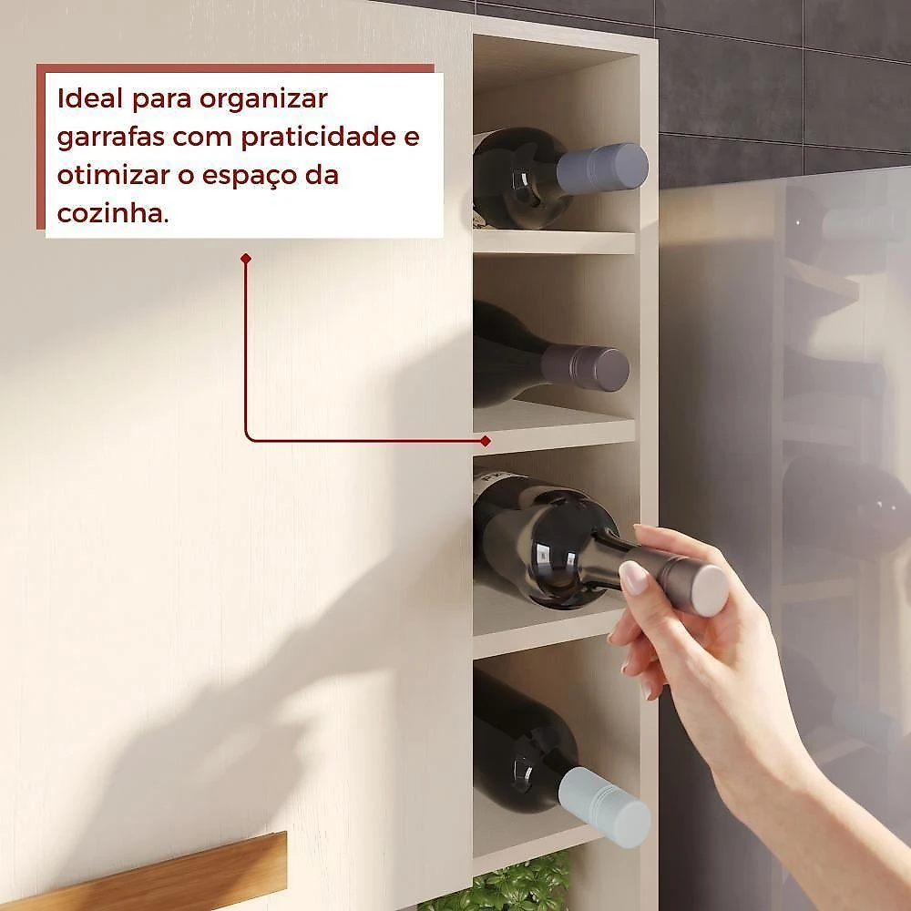 Cozinha Amanda 6 Portas 2 Gavetas MDF-MDP 182CM Amadeirado Tudo de Móveis webcontinental-7908881806144