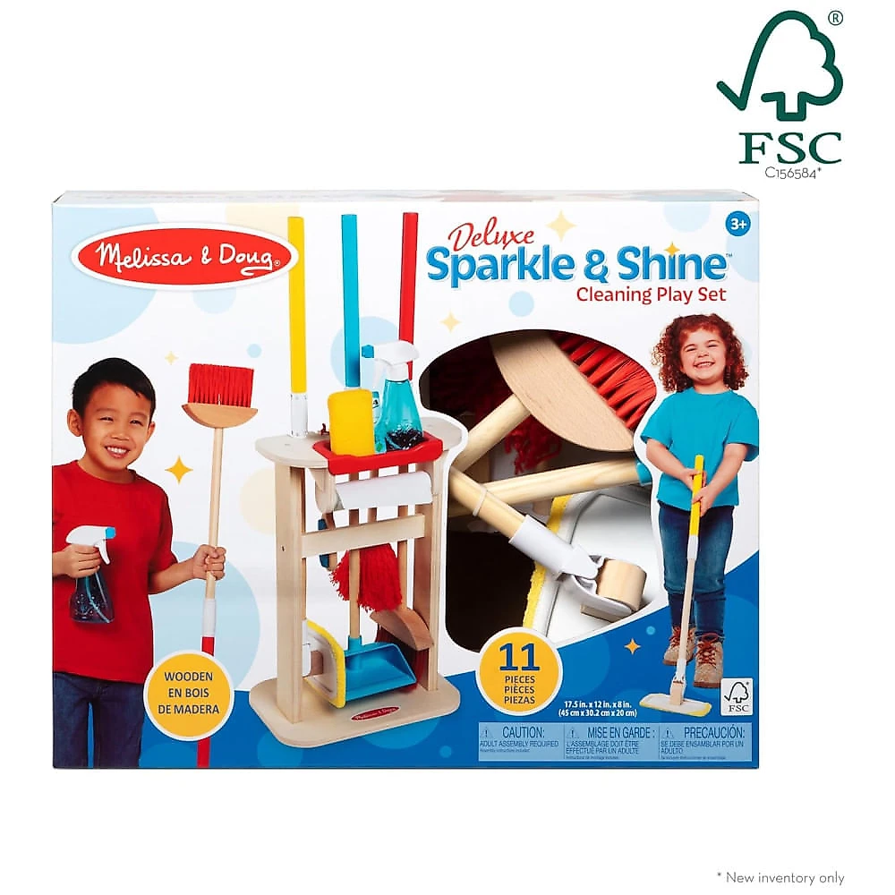 Kit de Limpeza Infantil Deluxe Sparkle Shine com 11 Peças para Crianças Acima de 3 Anos, Melissa & Doug