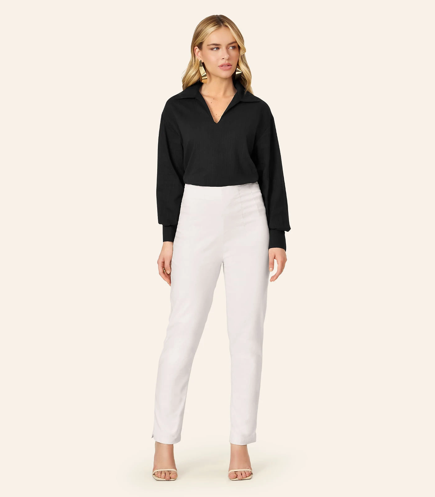 Camisa Feminina Manga Longa Decote V Endless Preto