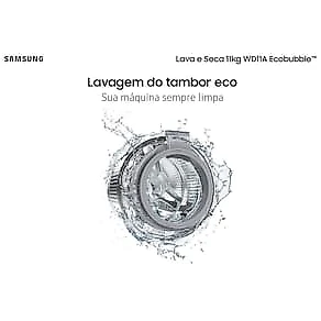 Lava e Seca Samsung 11kg WD11A 3 em 1 Ecobubble Inverter Inox Look 110V