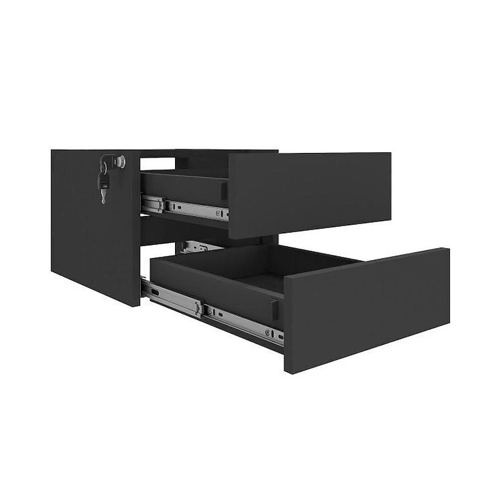 Balcão para Atendimento Recepção 295,4cm X 147,7cm com 4 Gavetas Nogal/Preto