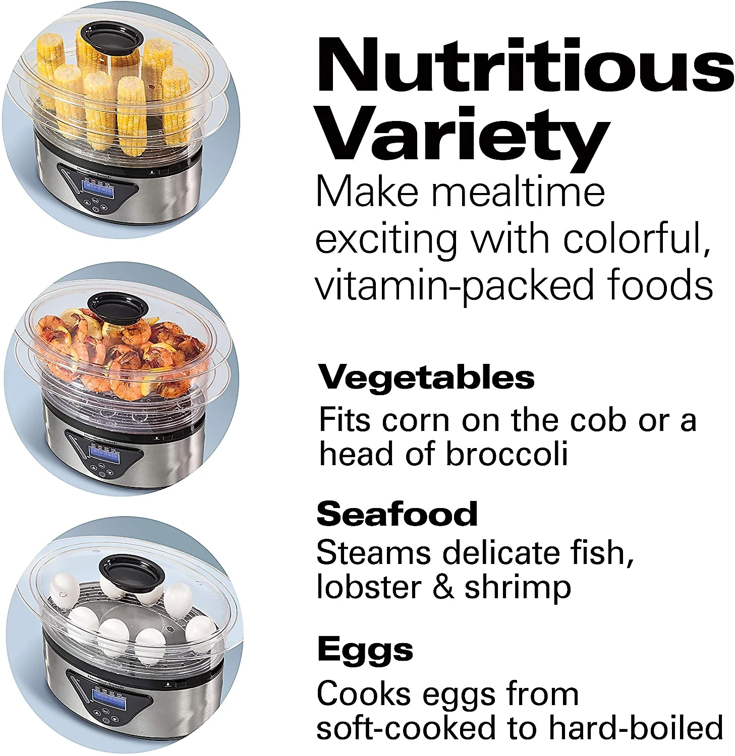 Hamilton Beach 37530A Digital Food Steamer 55 Quart Silver e Black