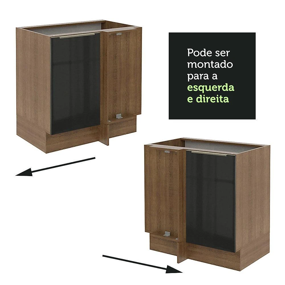 Balcão de canto 1 porta rustic/preto lux madesa