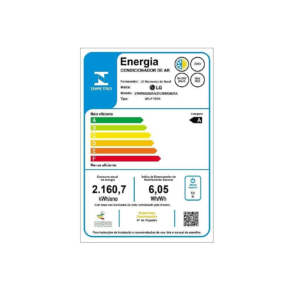 Ar Condicionado Split Teto Inverter LG 54.000 BTUs Frio 220V R-32