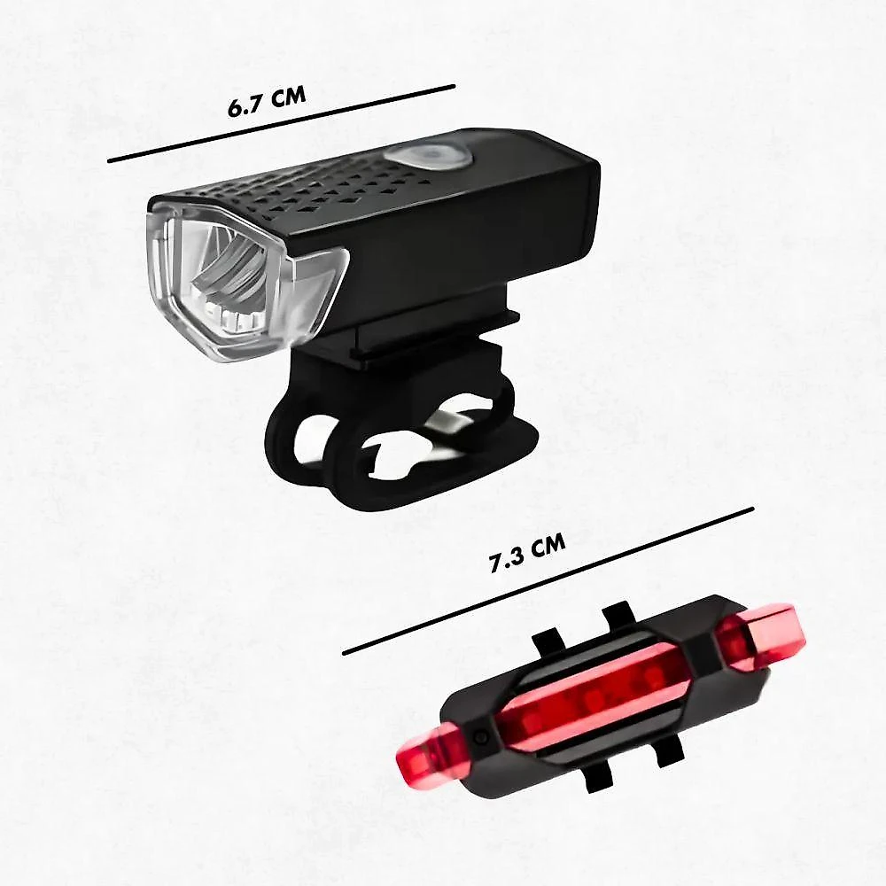 Kit Bike Farol Frontal + Traseiro Ultra Led Usb Recarregável - Farol E Lanterna à Prova D'água | Kit Completo Led