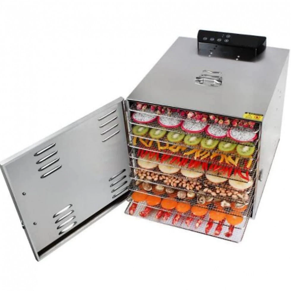 Desidratador de Alimentos Profissional com 10 Bandejas em Aço Inoxidável, 110V 800W, TECHTONGDA