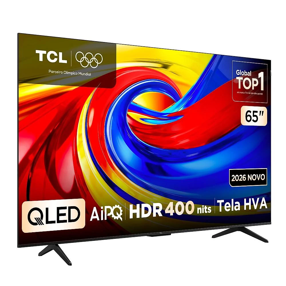 Smart tv 65” 4k qled tcl 65p7l google tv até 120hz dolby vision atmos