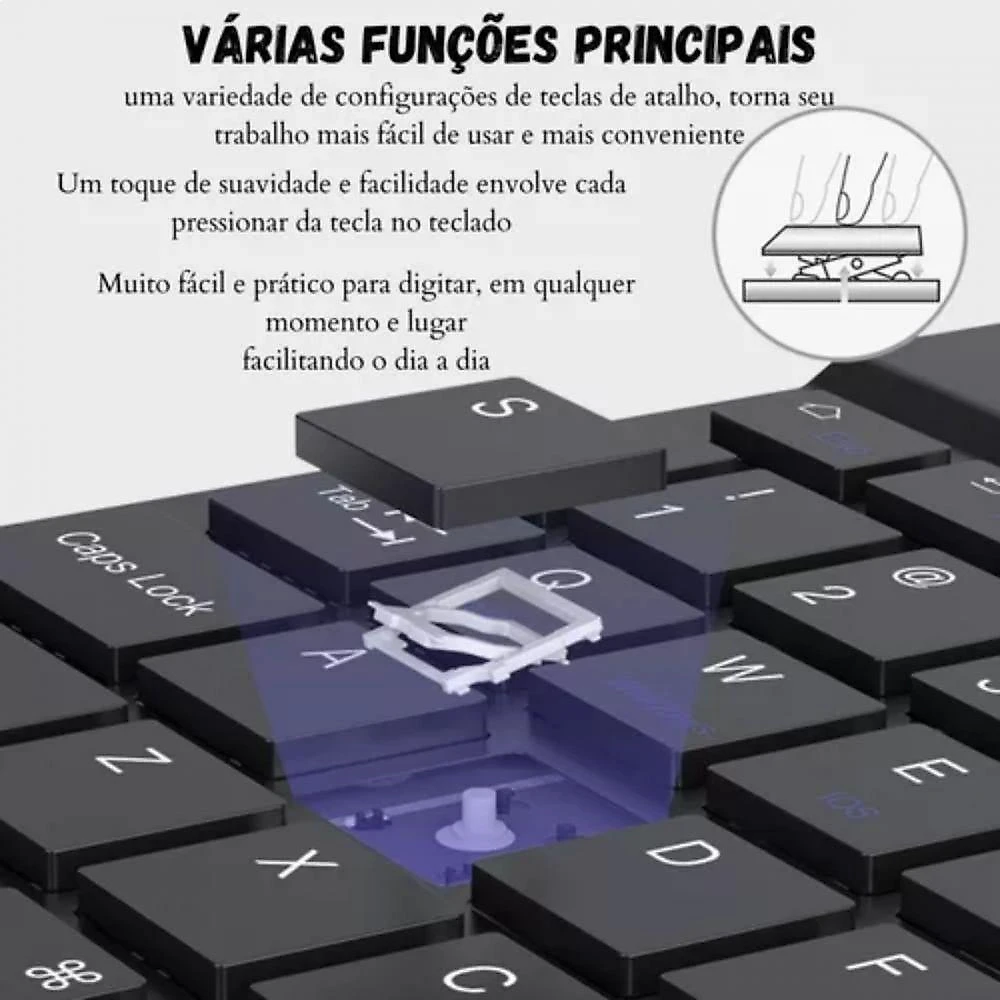 Teclado Portátil Bluetooth Sem Fio