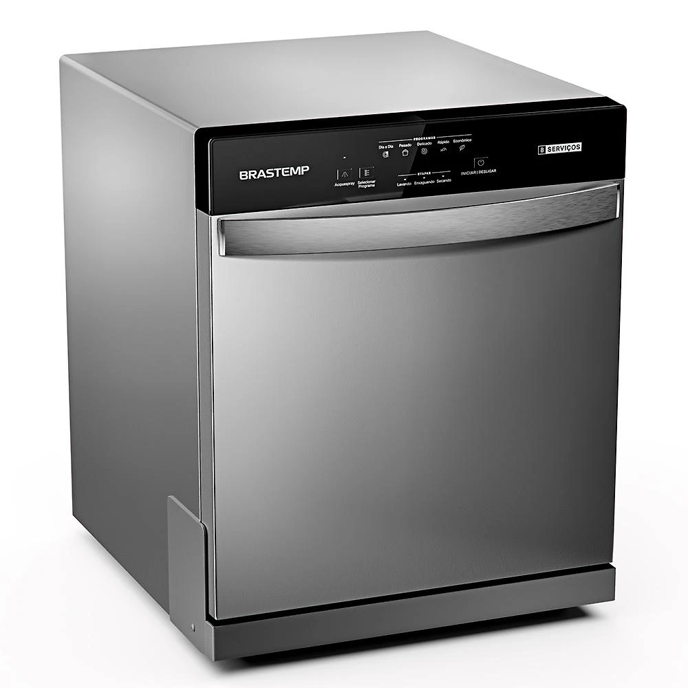 Lava Louças Brastemp Cinza Metálico com 08 Serviços e 05 Programas de Lavagem - BLF08B